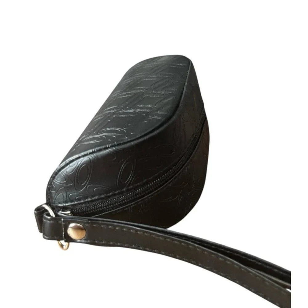 Oakley Authentic Women's Black Leather Zippered Sunglass Soft Case Wrist Strap